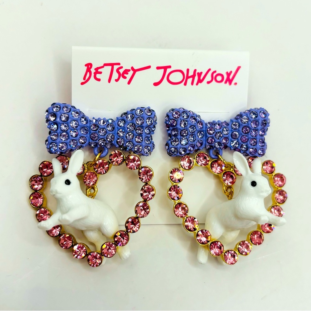 Betsey Johnson Bunny Heart Earrings